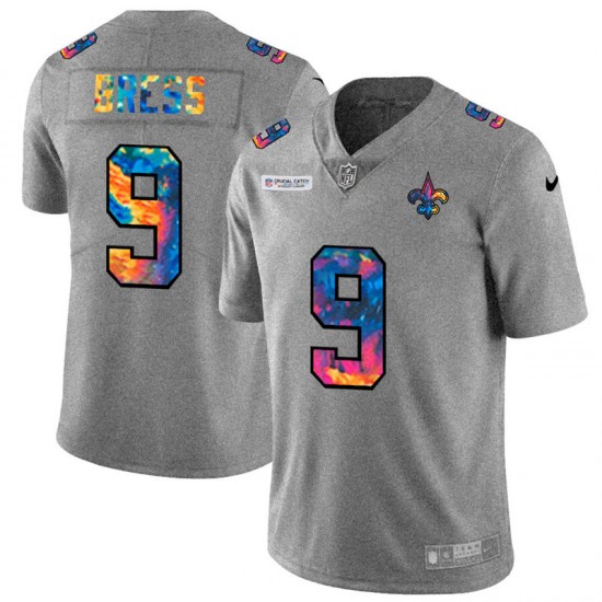 New Orleans Saints Drew Brees 9 Nike 2020 Multicolor Grey NFL Jersey