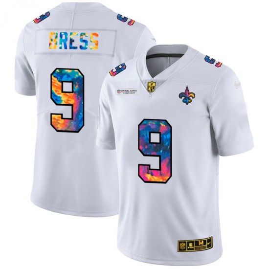New Orleans Saints Drew Brees 9 Nike 2020 Multicolor White NFL Jersey