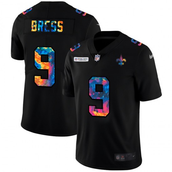 New Orleans Saints Drew Brees 9 Nike Flocked Leopard Print Black NFL Jersey