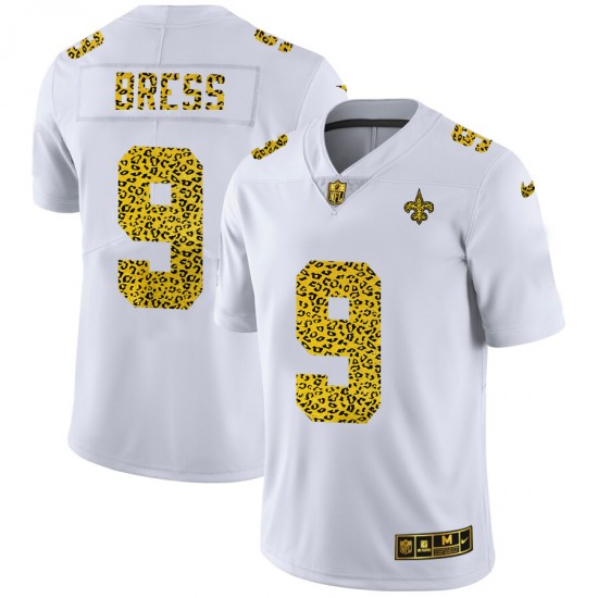 New Orleans Saints Drew Brees 9 Nike Flocked Leopard Print White NFL Jersey