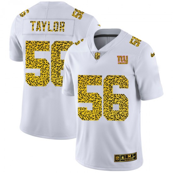 New York Giants Lawrence Taylor 56 Nike Flocked Leopard Print White NFL Jersey