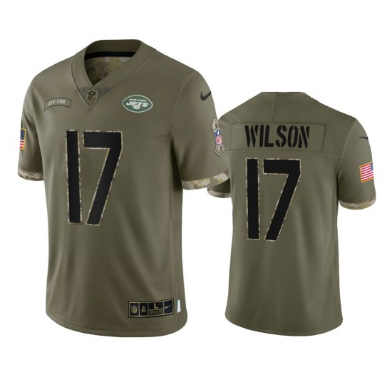New York Jets Garrett Wilson 17 Nike 2022 Salute to Service NFL Jersey