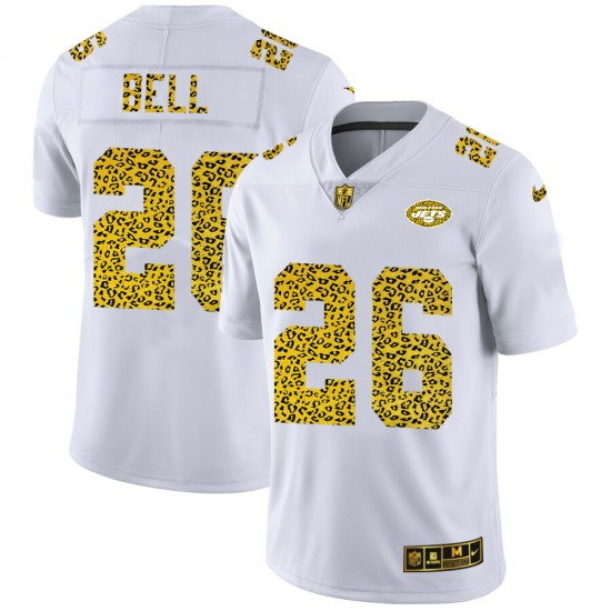 New York Jets LeVeon Bell 26 Nike Flocked Leopard Print White NFL Jersey