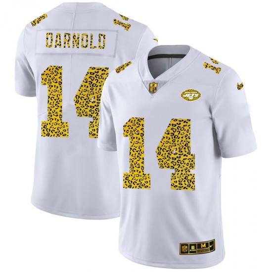 New York Jets Sam Darnold 14 Nike Flocked Leopard Print White NFL Jersey