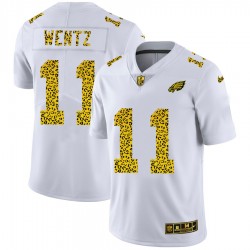 Philadelphia Eagles Carson Wentz 11 Nike Flocked Leopard Print White NFL Jersey Philadelphia Eagles Carson Wentz 11 Nike Flocked Leopard Print White NFL Jersey