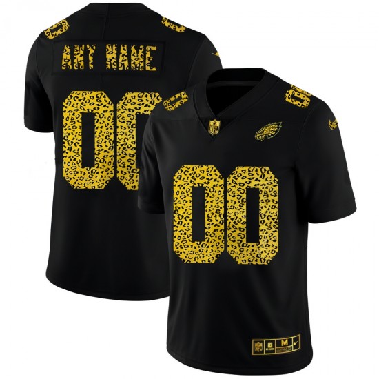 Philadelphia Eagles Custom Nike Flocked Leopard Print Black NFL Jersey