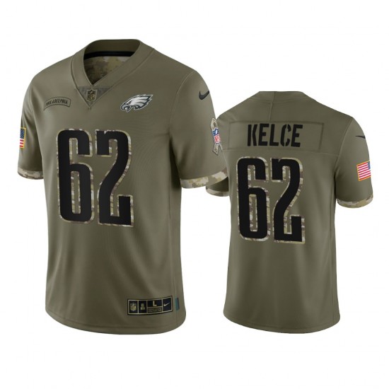 Philadelphia Eagles Jason Kelce 62 Nike 2022 Salute to Service NFL Jersey