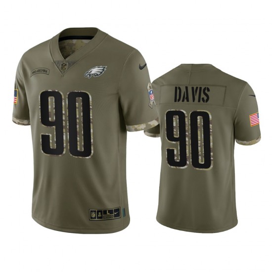 Philadelphia Eagles Jordan Davis 90 Nike 2022 Salute to Service NFL Jersey