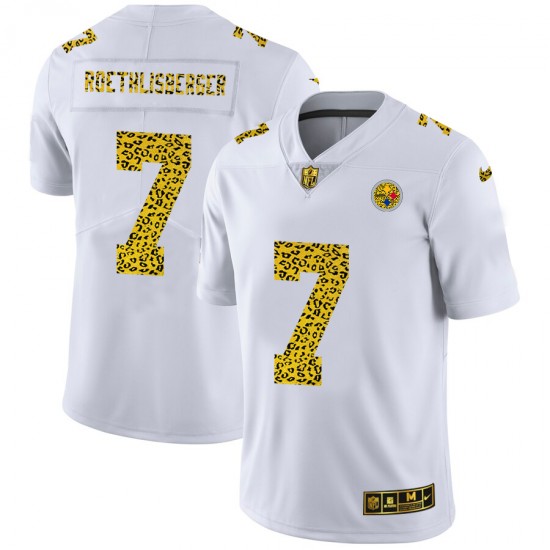 Pittsburgh Steelers Ben Roethlisberger 7 Nike Flocked Leopard Print White NFL Jersey