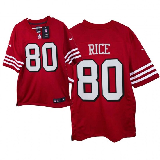 San Francisco 49ers Jerry Rice 80 Nike Red 2021 Throwback NFL Jersey