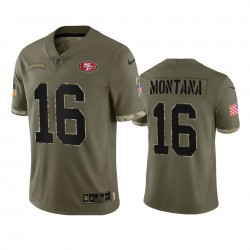 San Francisco 49ers Joe Montana 16 Nike 2022 Salute to Service NFL Jersey