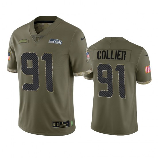 Seattle Seahawks L J Collier 91 Nike 2022 Salute to Service NFL Jersey