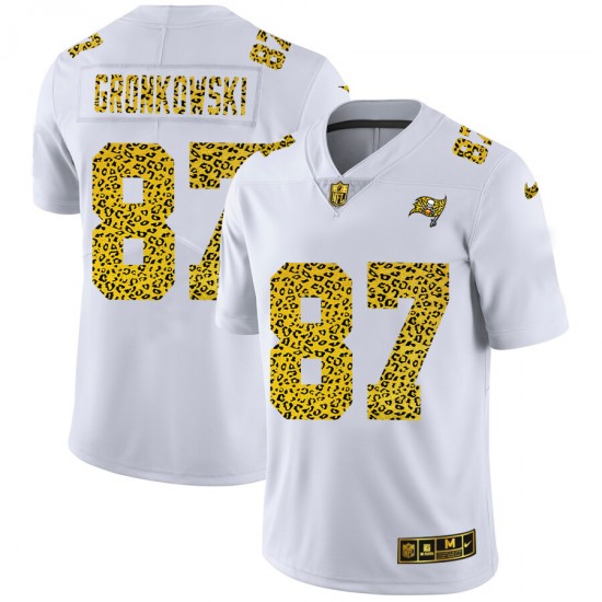 Tampa Bay Buccaneers Rob Gronkowski 87 Nike Flocked Leopard Print White NFL Jersey