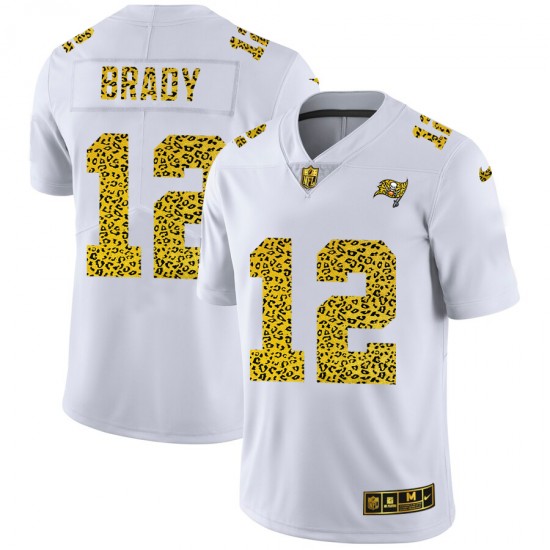 Tampa Bay Buccaneers Tom Brady 12 Nike Flocked Leopard Print White NFL Jersey