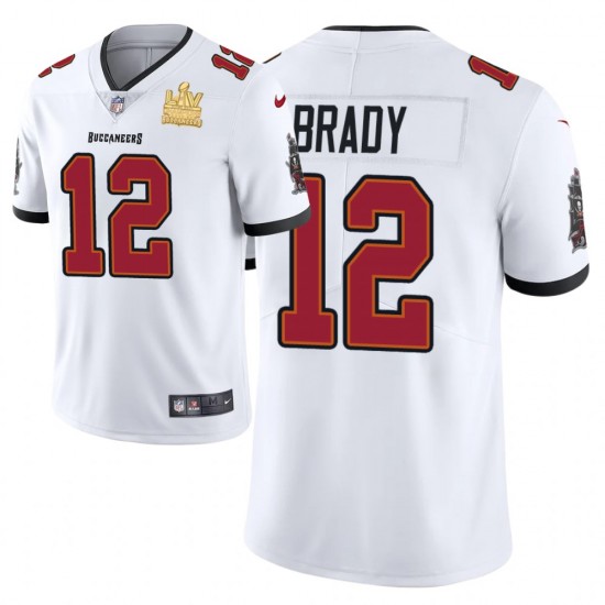 Tampa Bay Buccaneers Tom Brady 12 Nike White 2021 Super Bowl LV Champions NFL Jersey