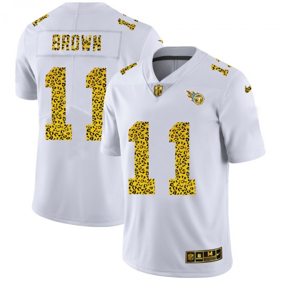Tennessee Titans A.J. Brown 11 Nike Flocked Leopard Print White NFL Jersey