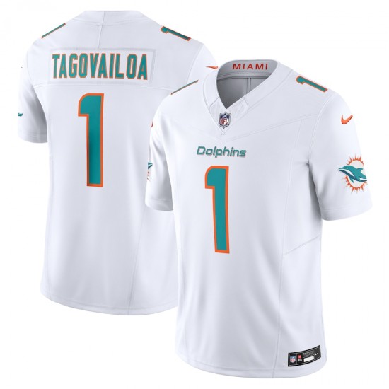 Miami Dolphins Tua Tagovailoa Nike 2023 White Vapor F.U.S.E. Limited NFL Jersey