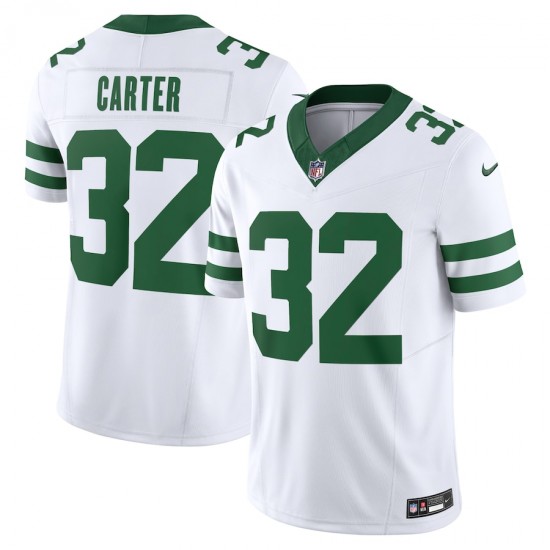 New York Jets Michael Carter Nike 2023 White Legacy Vapor F.U.S.E. Limited NFL Jersey
