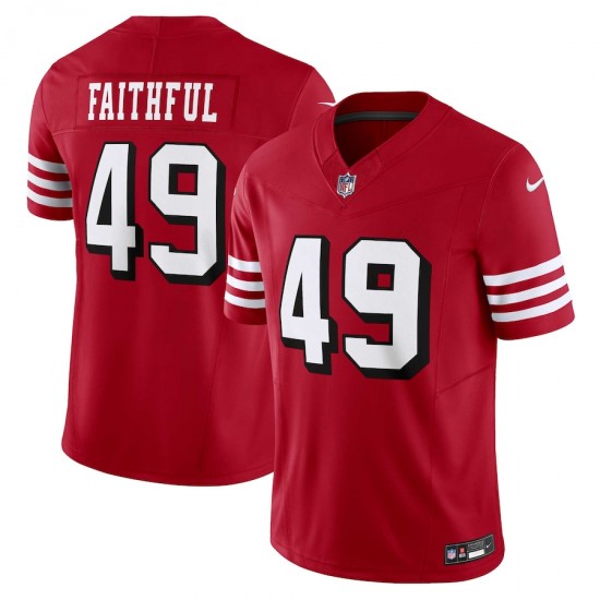 San Francisco 49 ers The Faithful Nike 2023 Scarlet Alternate Vapor F.U.S.E. Limited NFL Jersey