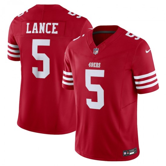 San Francisco 49 ers Trey Lance Nike 2023 Scarlet Vapor F.U.S.E. Limited NFL Jersey