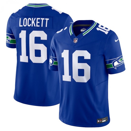 Seattle Seahawks Tyler Lockett Nike 2023 Royal Throwback Vapor F.U.S.E. Limited NFL Jersey